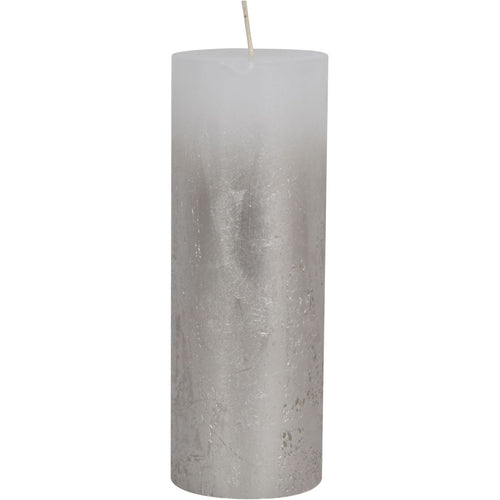 Libra White Pillar Candle With Metallic Silver Ombre Base 7x19cm