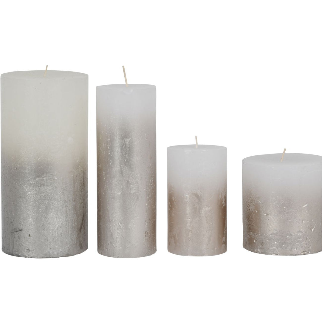 Libra White Pillar Candle With Metallic Silver Ombre Base 10x10cm