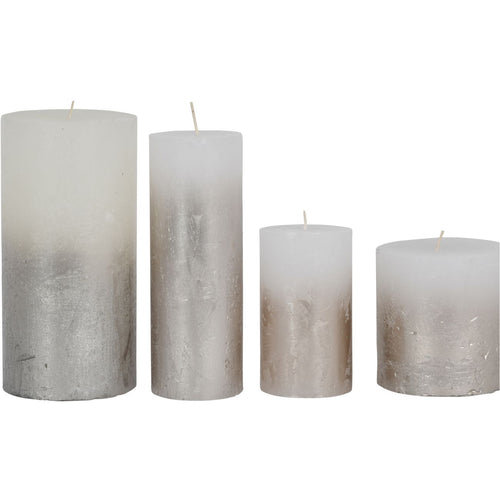 Libra White Pillar Candle With Metallic Silver Ombre Base 10x10cm