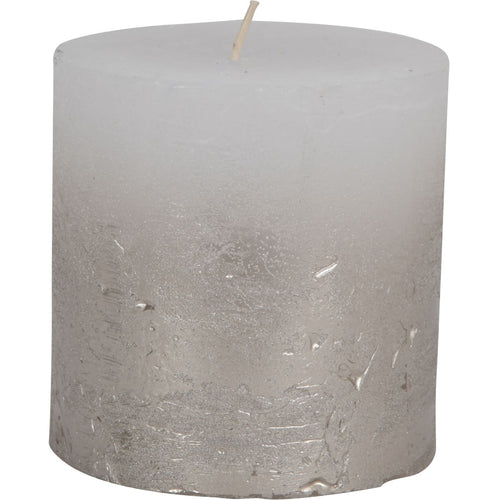 Libra White Pillar Candle With Metallic Silver Ombre Base 10x10cm
