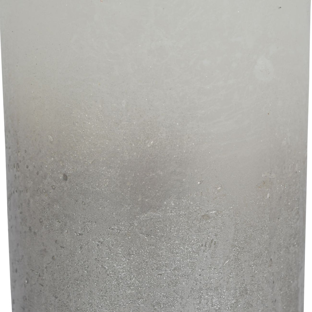 Libra White Pillar Candle With Metallic Silver Ombre Base 10x20cm