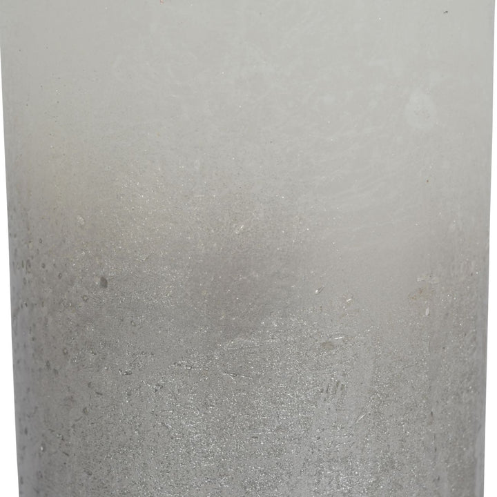 Libra White Pillar Candle With Metallic Silver Ombre Base 10x20cm