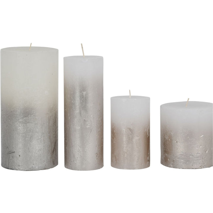 Libra White Pillar Candle With Metallic Silver Ombre Base 10x20cm