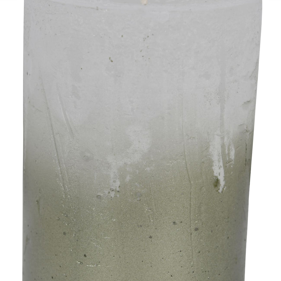 Libra White Pillar Candle With Metallic Green Ombre Base 7x12cm