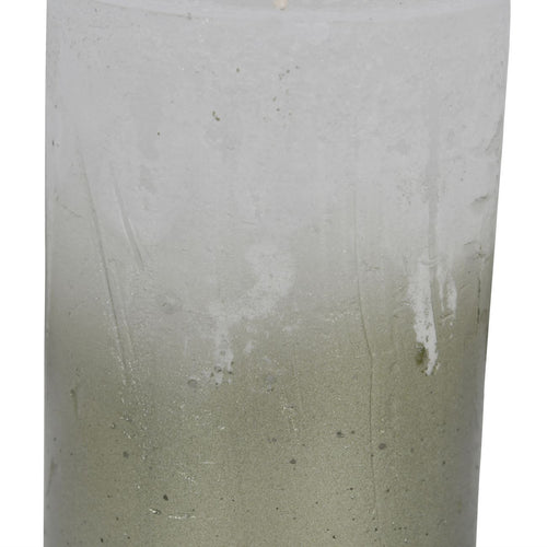 Libra White Pillar Candle With Metallic Green Ombre Base 7x12cm