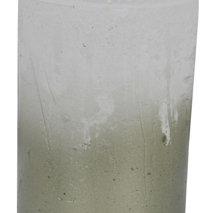 Libra White Pillar Candle With Metallic Green Ombre Base 7x12cm
