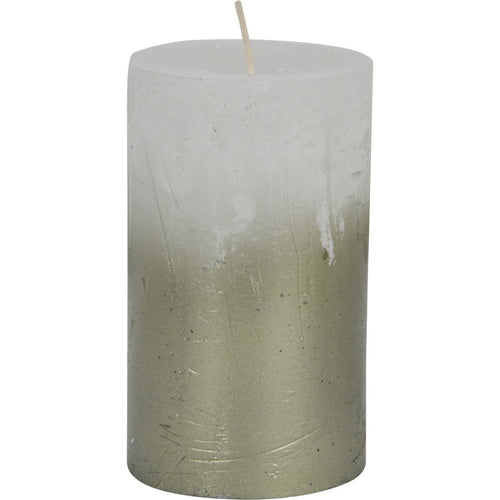 Libra White Pillar Candle With Metallic Green Ombre Base 7x12cm