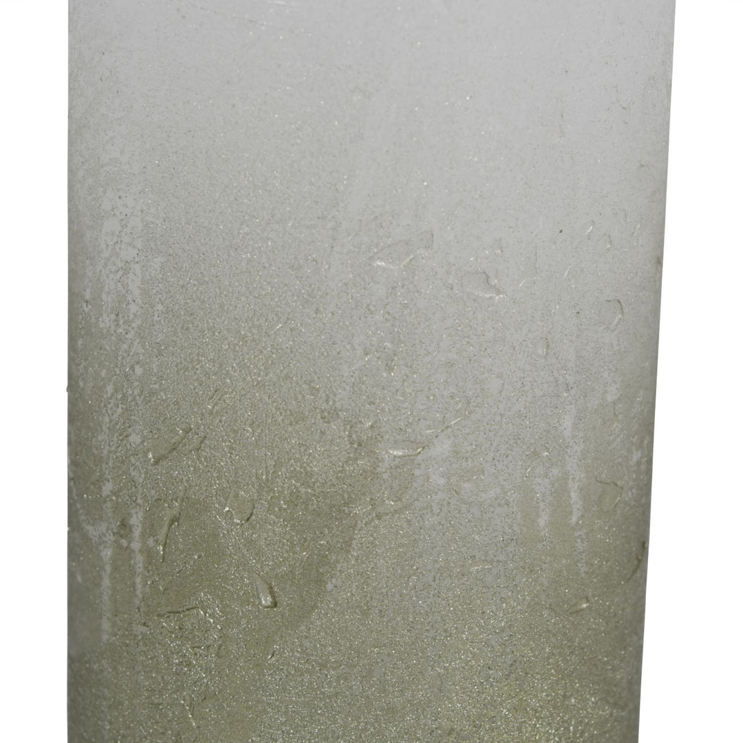 Libra White Pillar Candle With Metallic Green Ombre Base 7x19cm