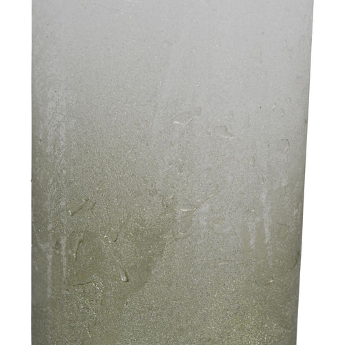 Libra White Pillar Candle With Metallic Green Ombre Base 7x19cm