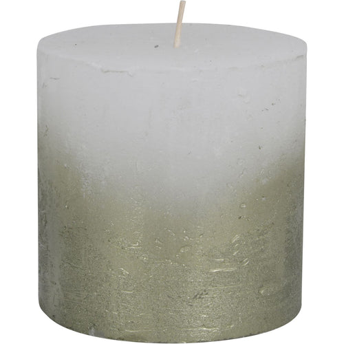 Libra White Pillar Candle With Metallic Green Ombre Base 10x10cm