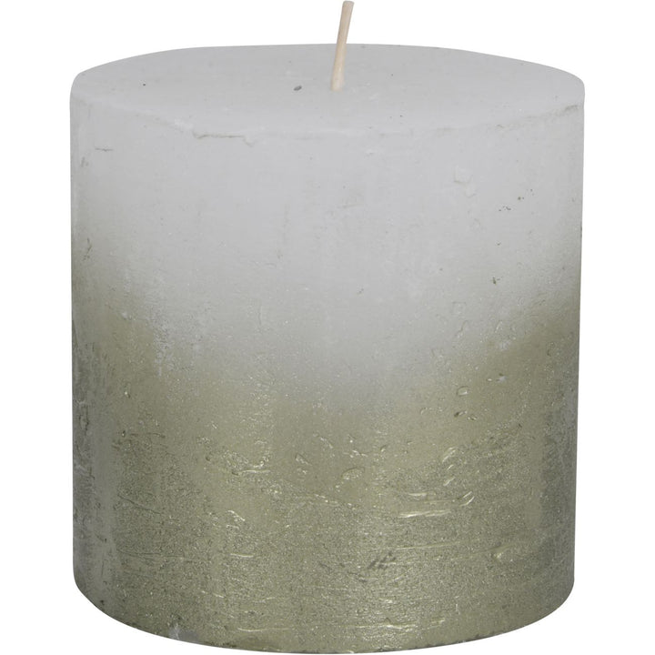 Libra White Pillar Candle With Metallic Green Ombre Base 10x10cm