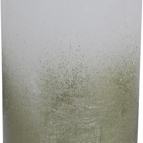 Libra White Pillar Candle With Metallic Green Ombre Base 10x20cm
