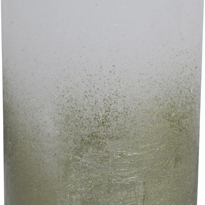 Libra White Pillar Candle With Metallic Green Ombre Base 10x20cm