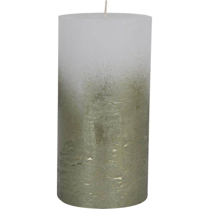 Libra White Pillar Candle With Metallic Green Ombre Base 10x20cm