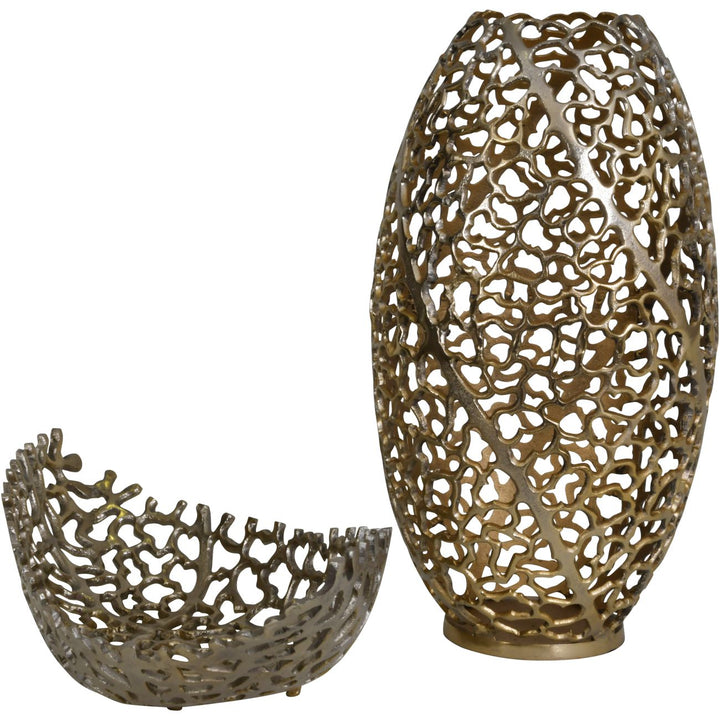 Aussie Gold Coral Aluminium Barrel Vase 26x48cm