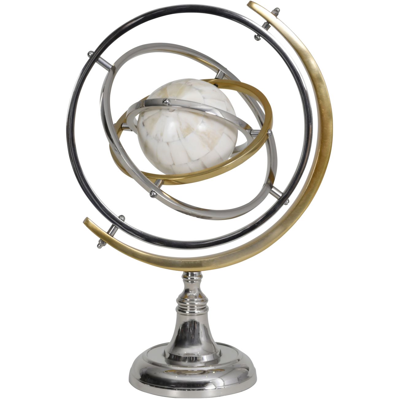 Colley Stainless Steel Armillary Sculpture with Bone Globe