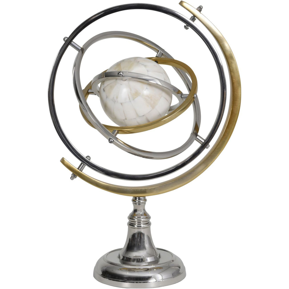 Colley Stainless Steel Armillary Sculpture with Bone Globe