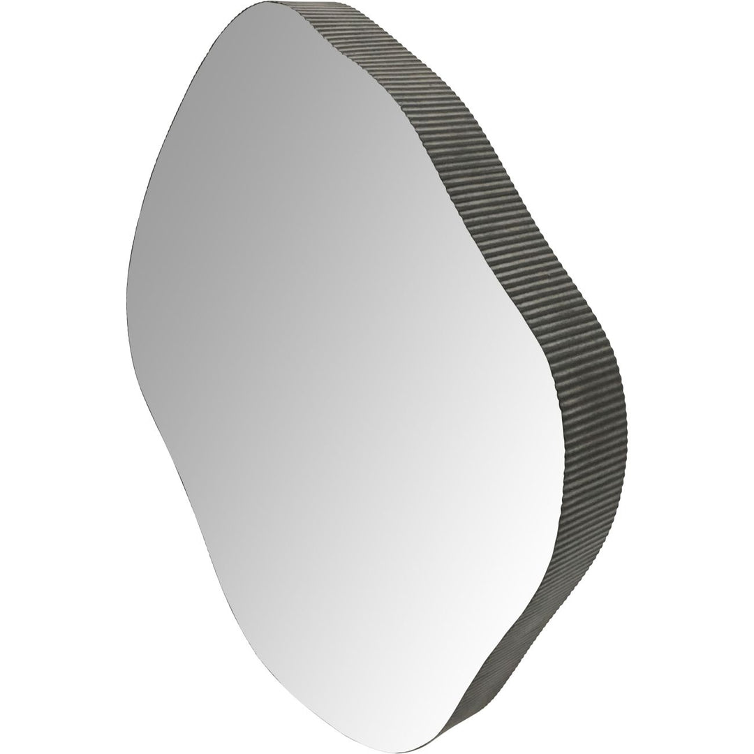 Organic Metal Framed Mirror Oak Wood Finish Medium 77x81cm