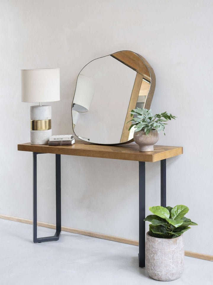 Organic Metal Framed Mirror Aged Champagne Finish Medium 81x77cm