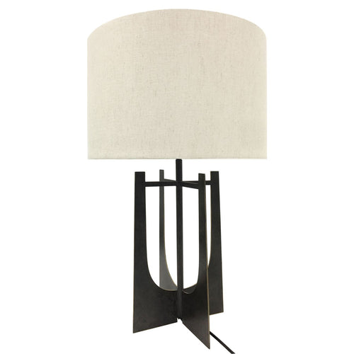 Glenthorpe Hammered Iron Table Lamp Gilded Oak with Irish Linen Shade