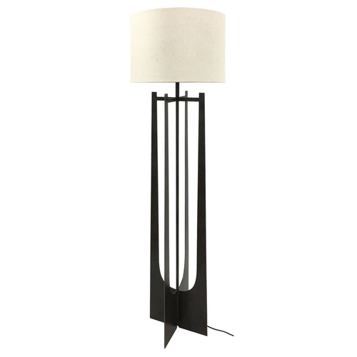 Glenthorpe Hammered Iron Floor Lamp Gilded Oak Finish with Irish Linen Shade