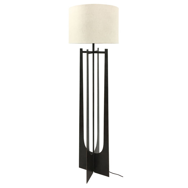 Glenthorpe Hammered Iron Floor Lamp Gilded Oak Finish with Irish Linen Shade