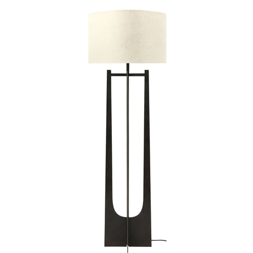 Glenthorpe Hammered Iron Floor Lamp Gilded Oak Finish with Irish Linen Shade