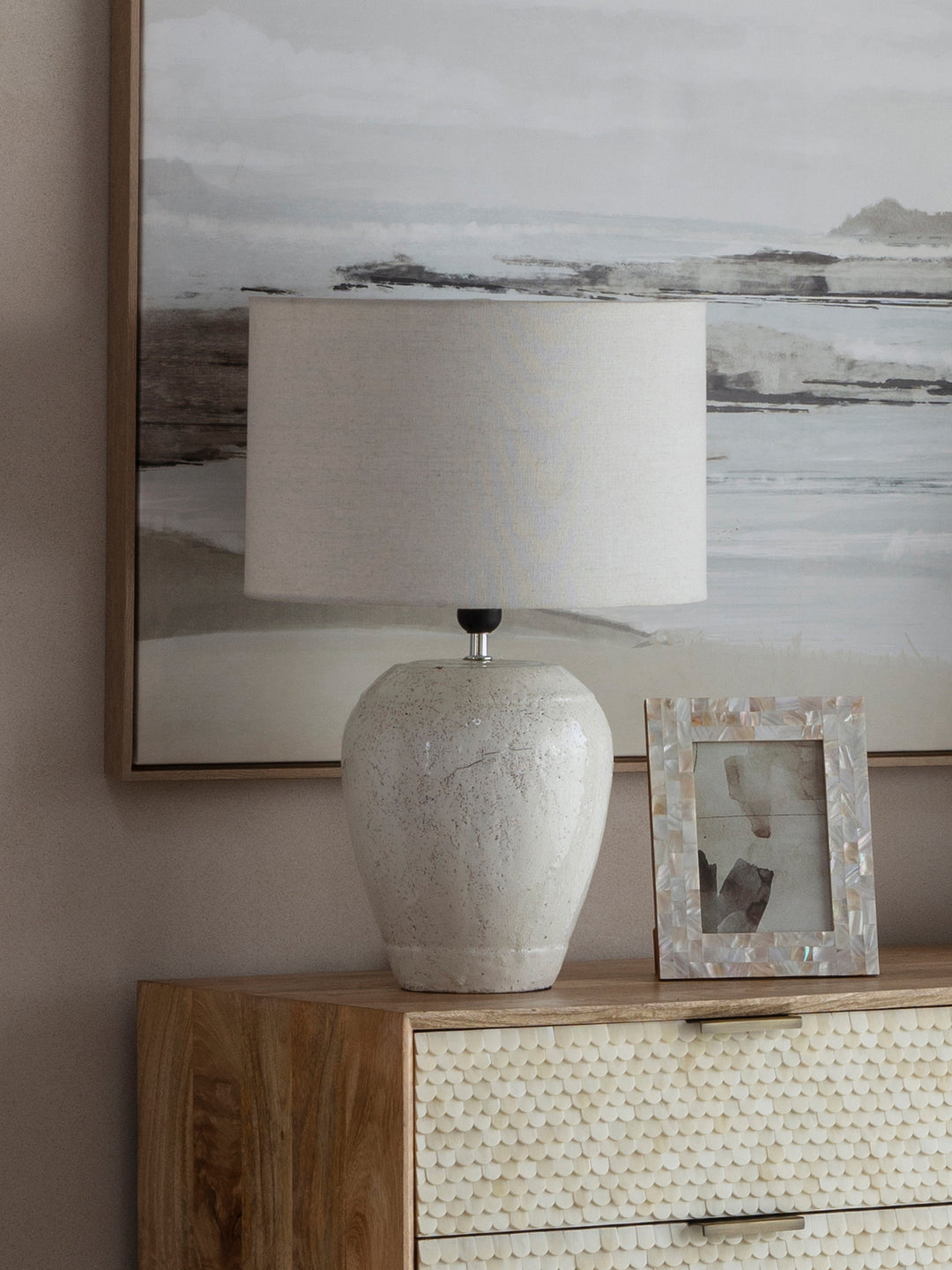 Speckle Glazed Table Lamp With Shade - E27 60W