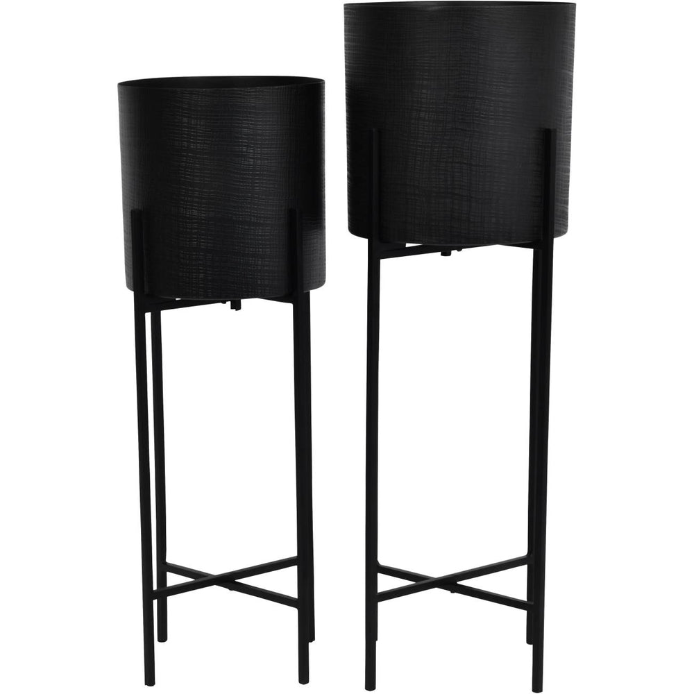 Clyde Floor Standing Matt Black Set of 2 Planters