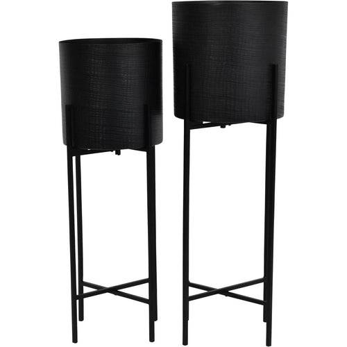 Clyde Floor Standing Matt Black Set of 2 Planters