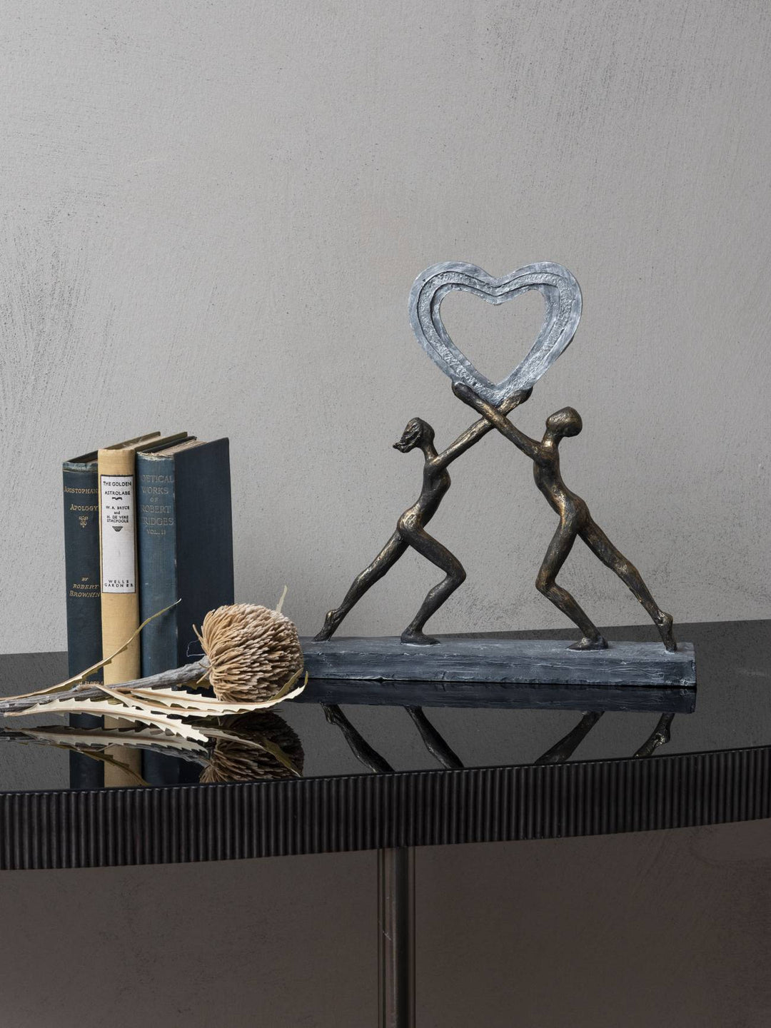 Uplifting Love Couple with Heart Resin Sculpture