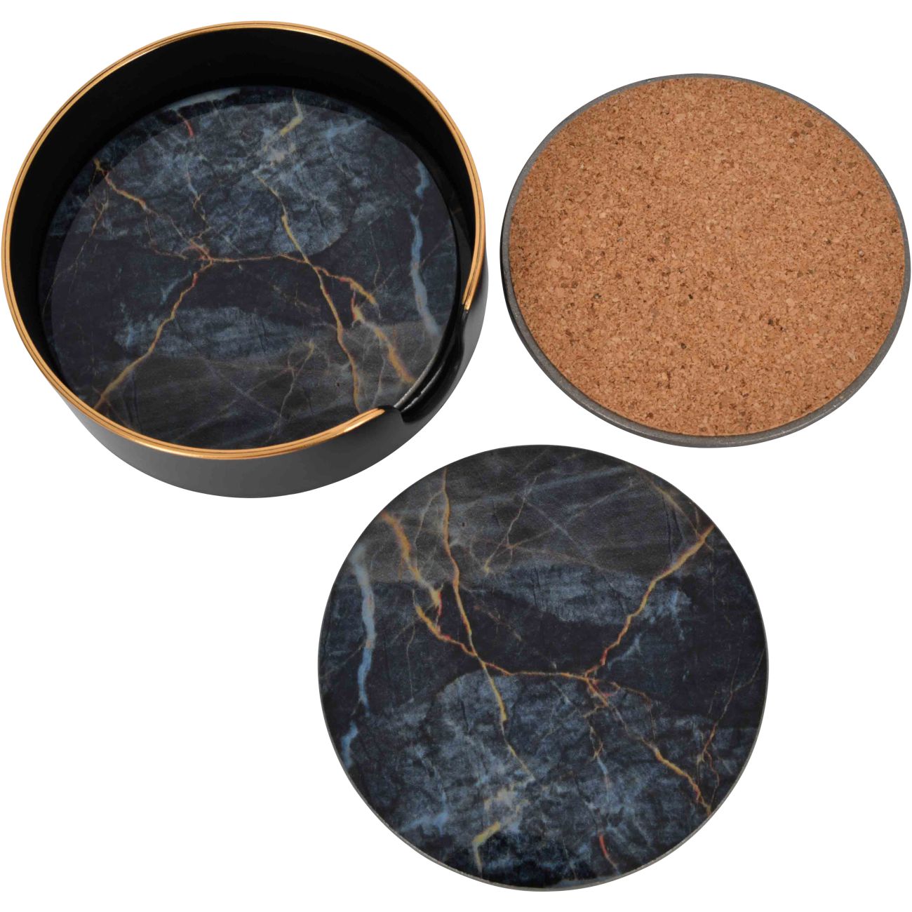 Vesuvius Black and Gold Coasters Set of 4