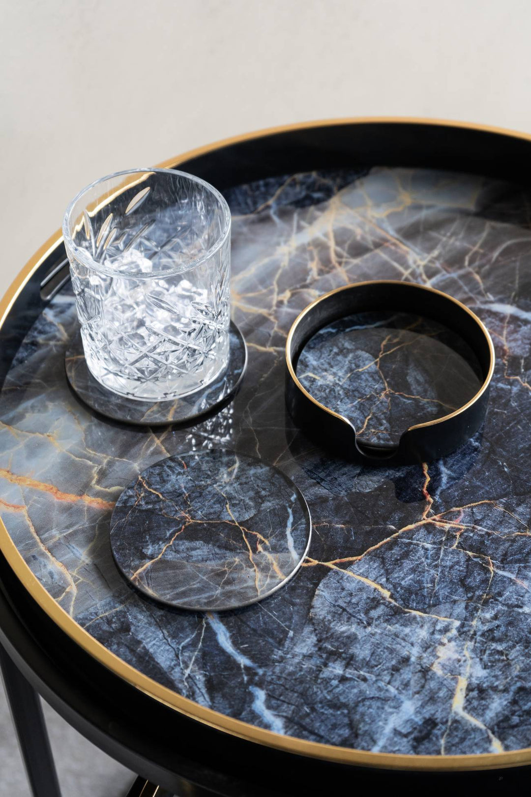 Vesuvius Black and Gold Coasters Set of 4