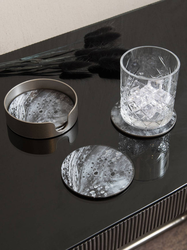 Monochrome Swirl Set of 4 Coasters