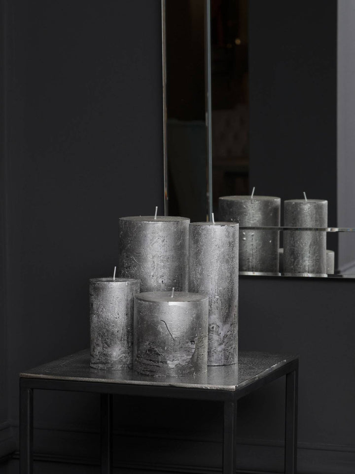 Libra Black and Silver Ombre Pillar Candle 10x20cm