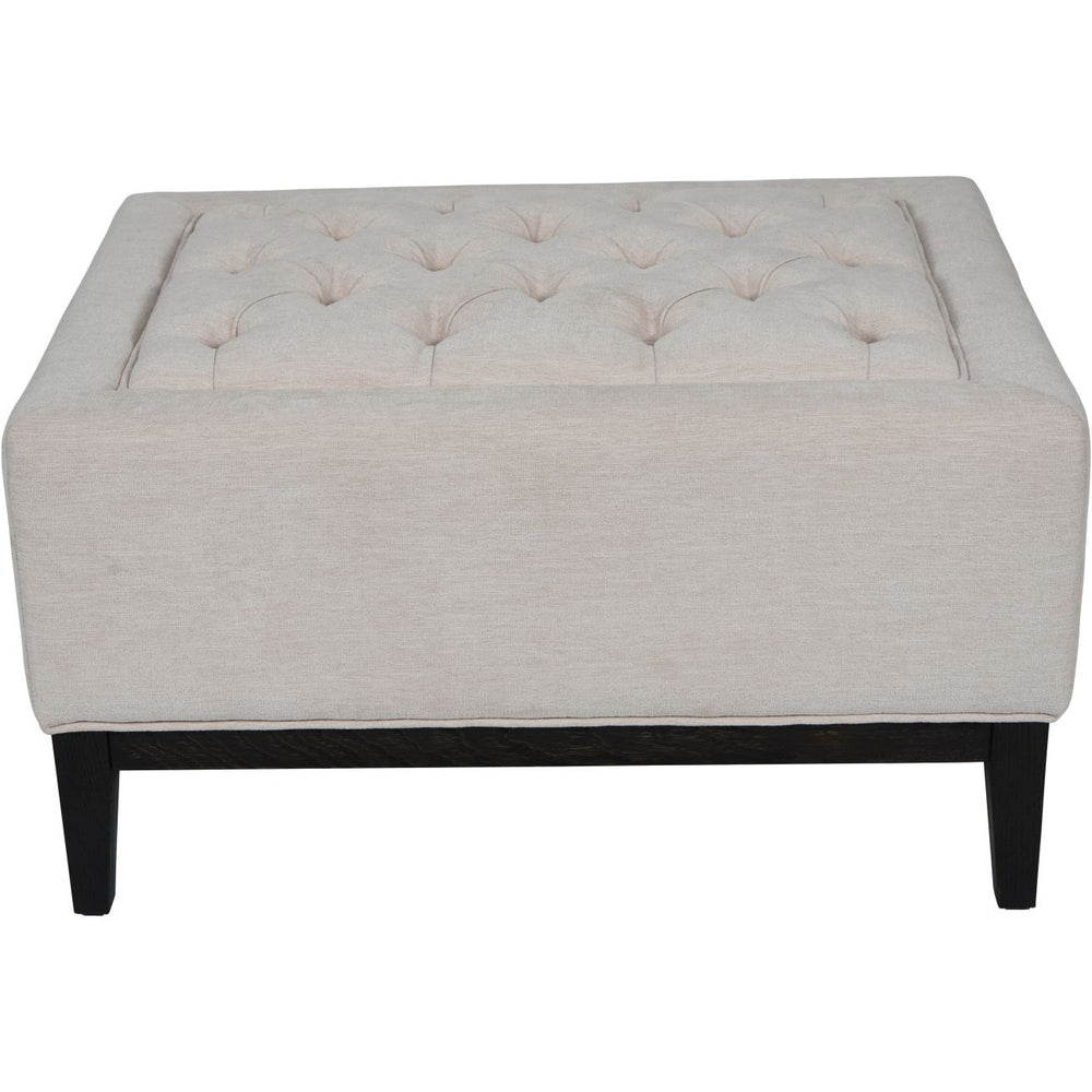 Theodore Buttoned Stool in Ivory Fabric 81x61x44.5cm