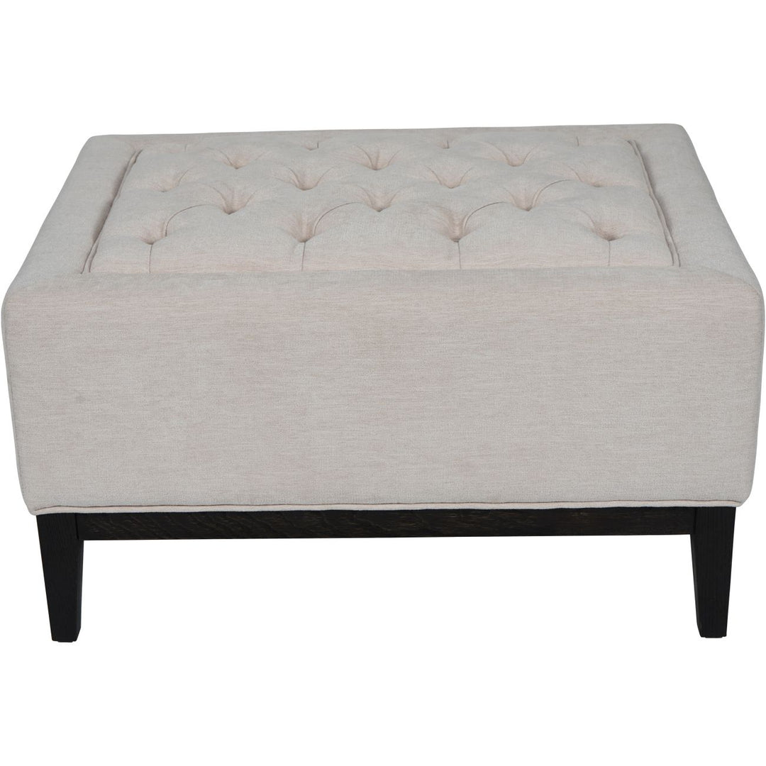 Theodore Buttoned Stool in Ivory Fabric 81x61x44.5cm