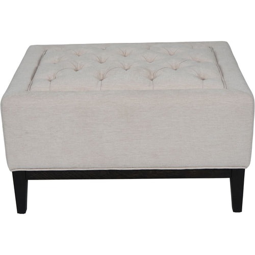 Theodore Buttoned Stool in Ivory Fabric 81x61x44.5cm