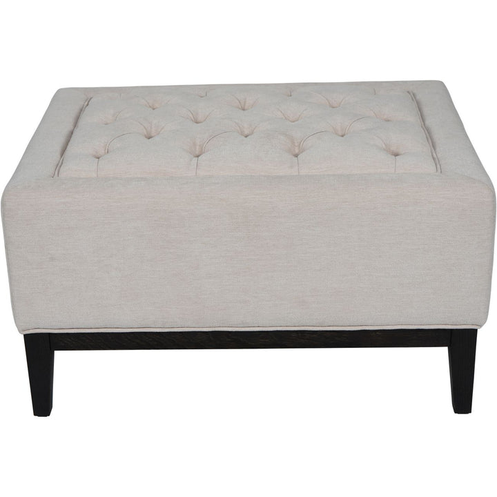 Theodore Buttoned Stool in Ivory Fabric 81x61x44.5cm