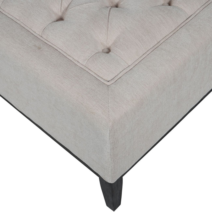 Theodore Buttoned XL Ottoman in Ivory Fabric 140x75x46cm