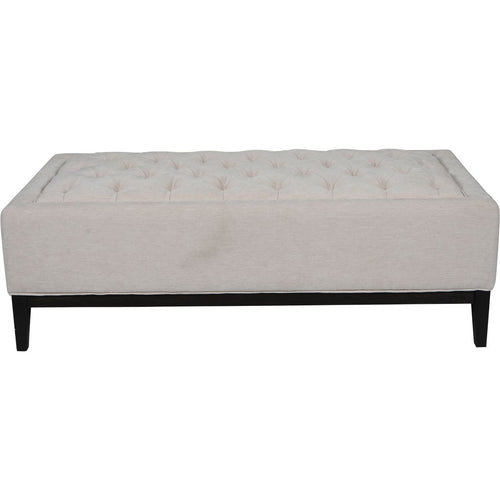 Theodore Buttoned XL Ottoman in Ivory Fabric 140x75x46cm