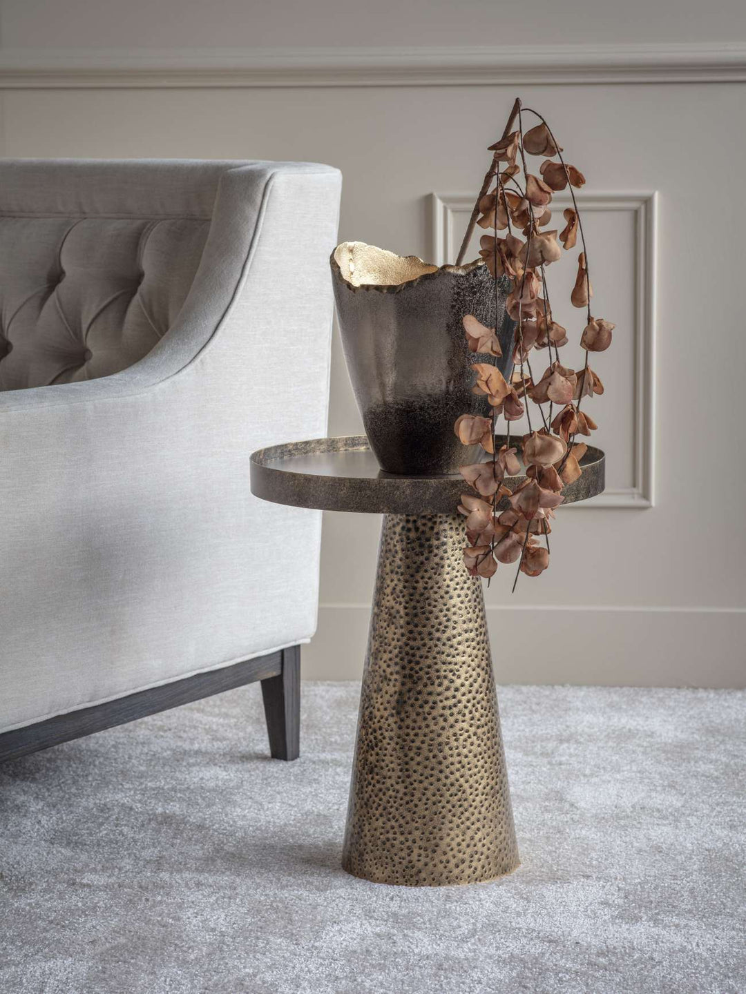 Sandbanks Iron Side Table in Rustic Antique Gold