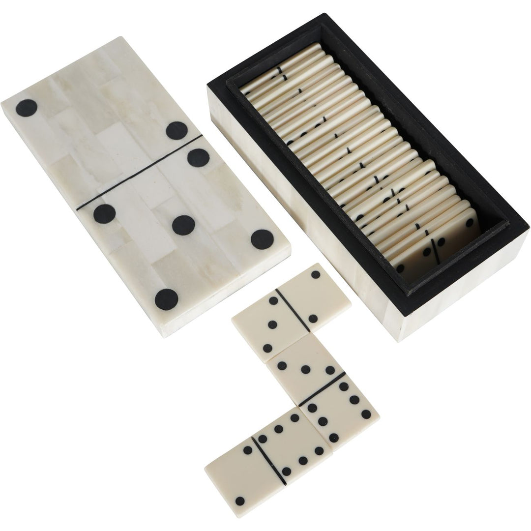 Chollerford Off White Bone Inlay Dominoes Box