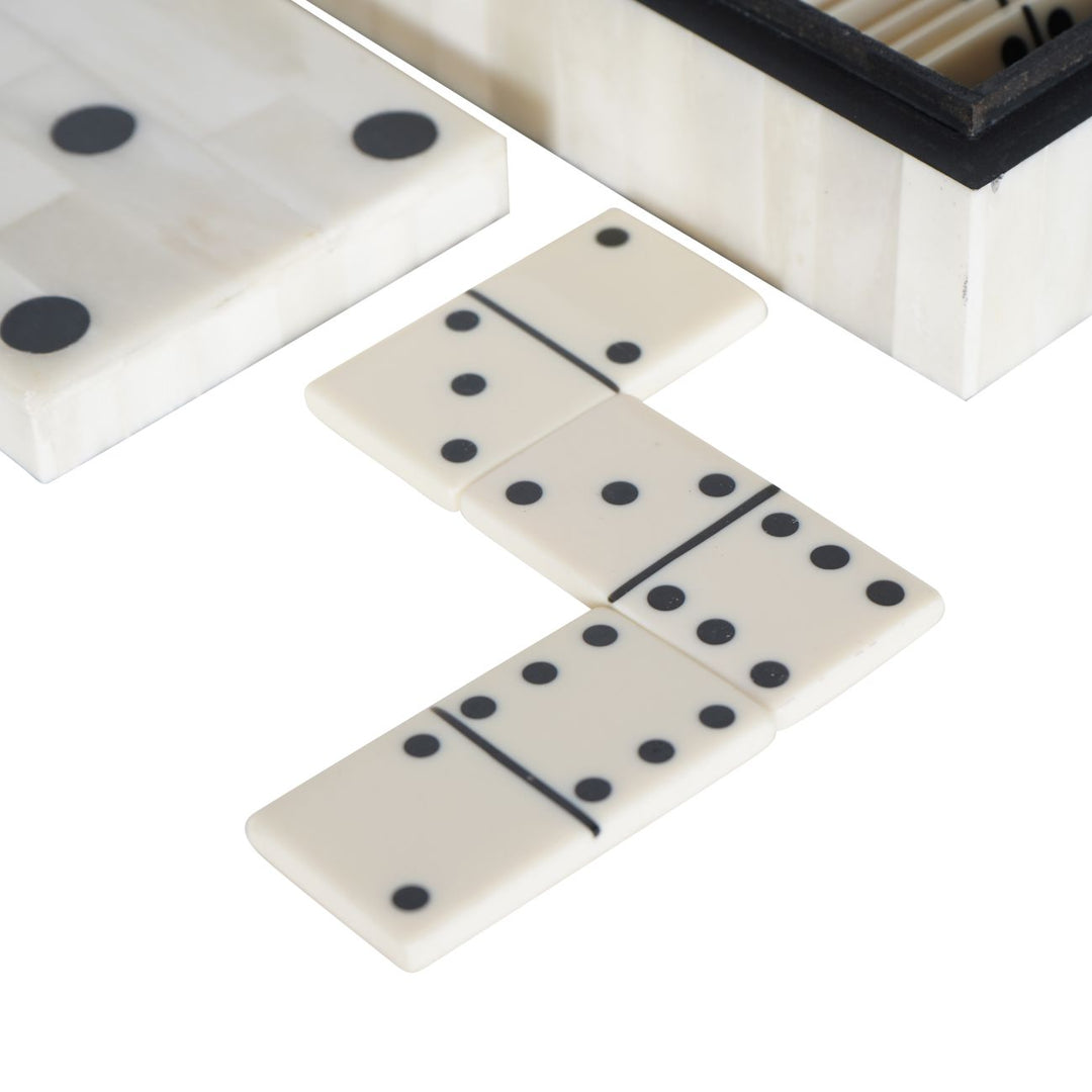 Chollerford Off White Bone Inlay Dominoes Box