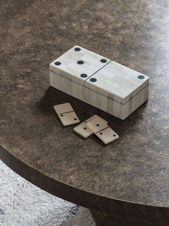 Chollerford Off White Bone Inlay Dominoes Box