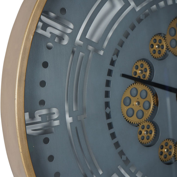 Manchester Industrial Round Gold and Grey Wall Clock 75cm
