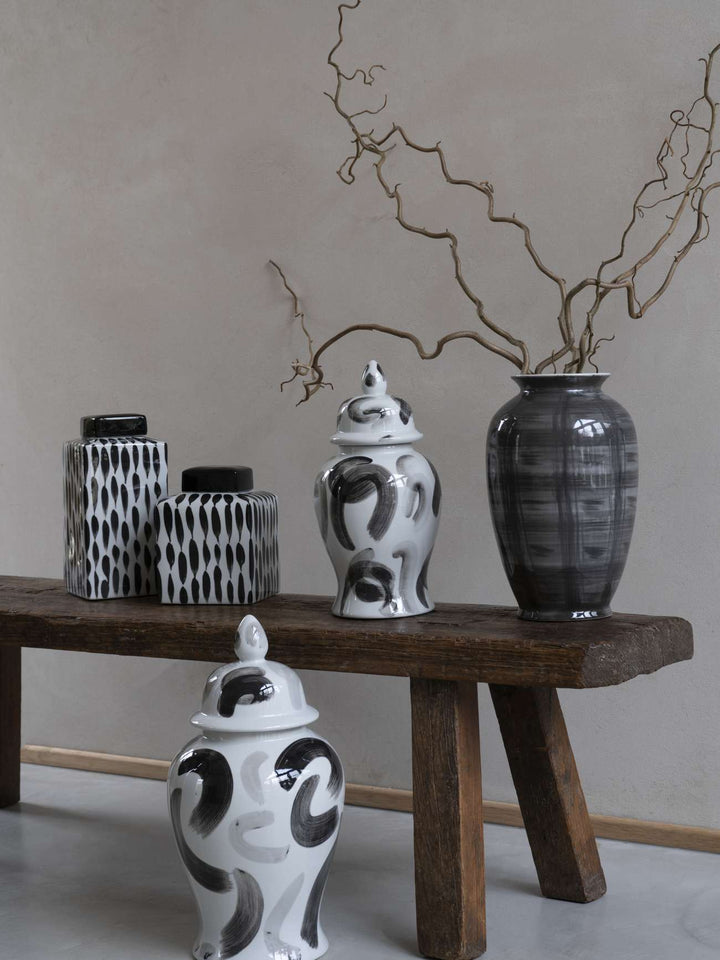 Monochrome Brush Ginger Jar Large