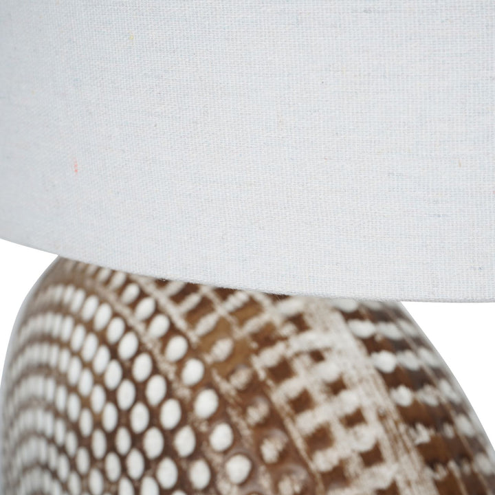 Chariot Round Ceramic Lamp Base 65cm with Ivory Oval Drum Shade