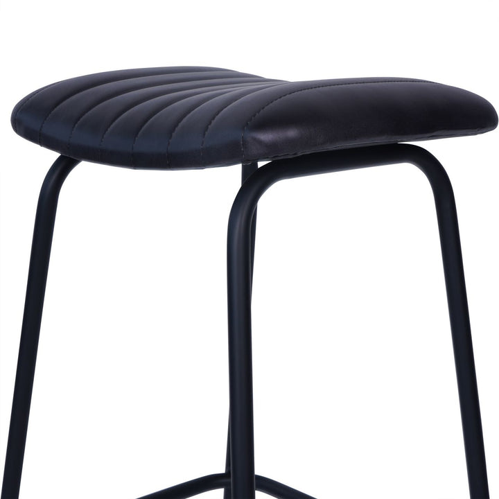 Pair of Arthur Leather Bar Stools in Charcoal