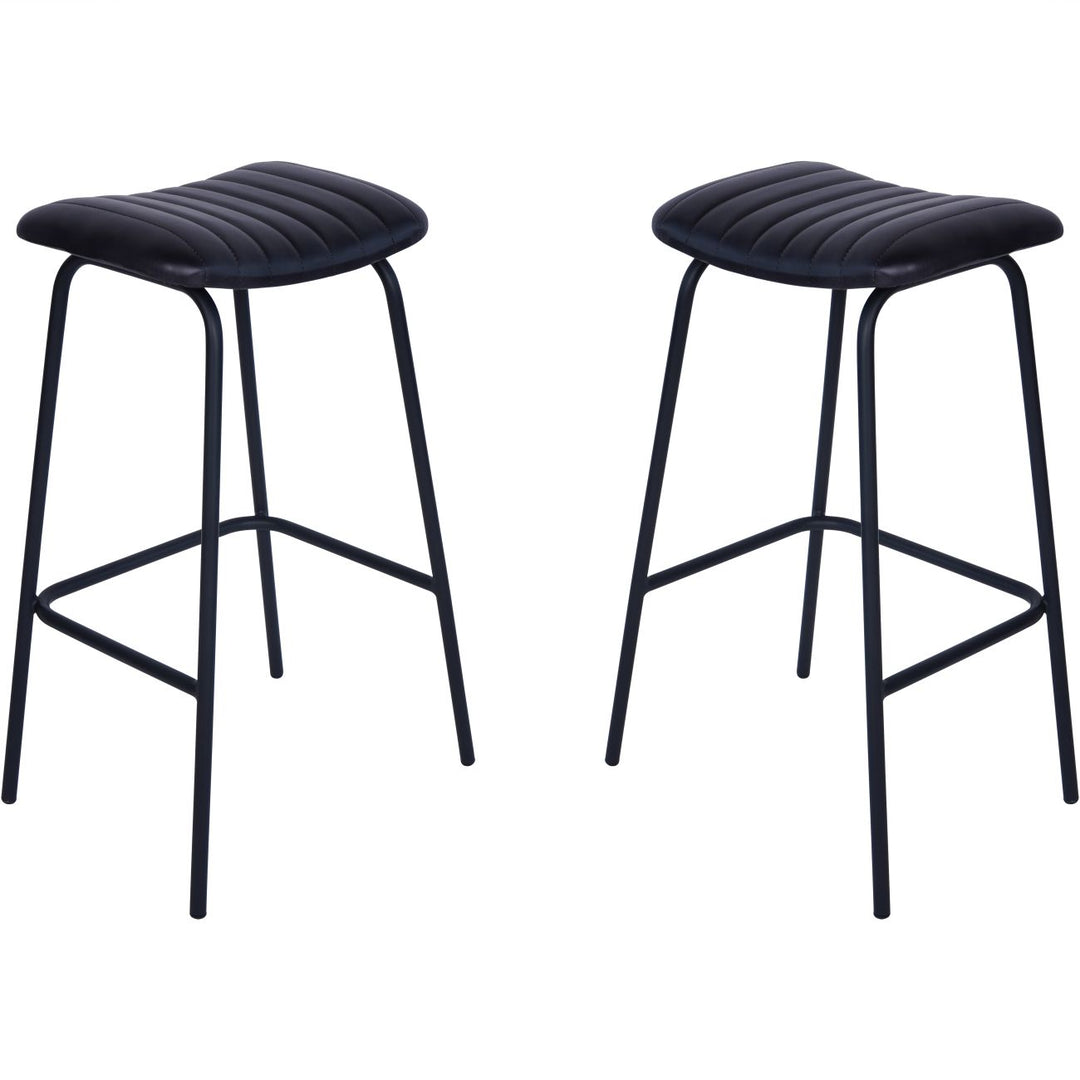 Pair of Arthur Leather Bar Stools in Charcoal
